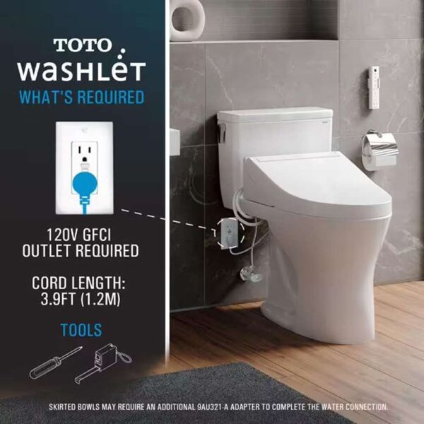 C5 Washlet Electric Bidet Seat for Elongated Toilets with Warm Water Wash and Remote Control - Cotton White