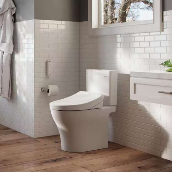 K300 Washlet Electric Heated Bidet Toilet Seat for Elongated Toilet in Cotton White